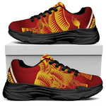 Chinese Ox Zodiac Sign Print Black Chunky Shoes