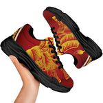 Chinese Ox Zodiac Sign Print Black Chunky Shoes