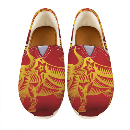Chinese Ox Zodiac Sign Print Casual Shoes