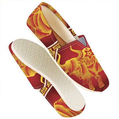 Chinese Ox Zodiac Sign Print Casual Shoes