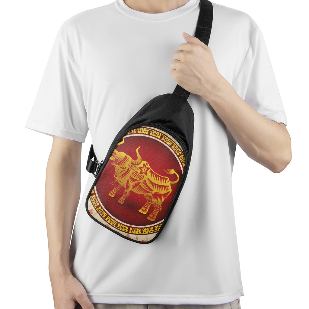 Chinese Ox Zodiac Sign Print Chest Bag