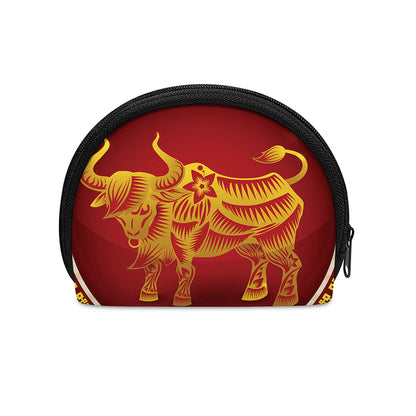 Chinese Ox Zodiac Sign Print Coin Purse