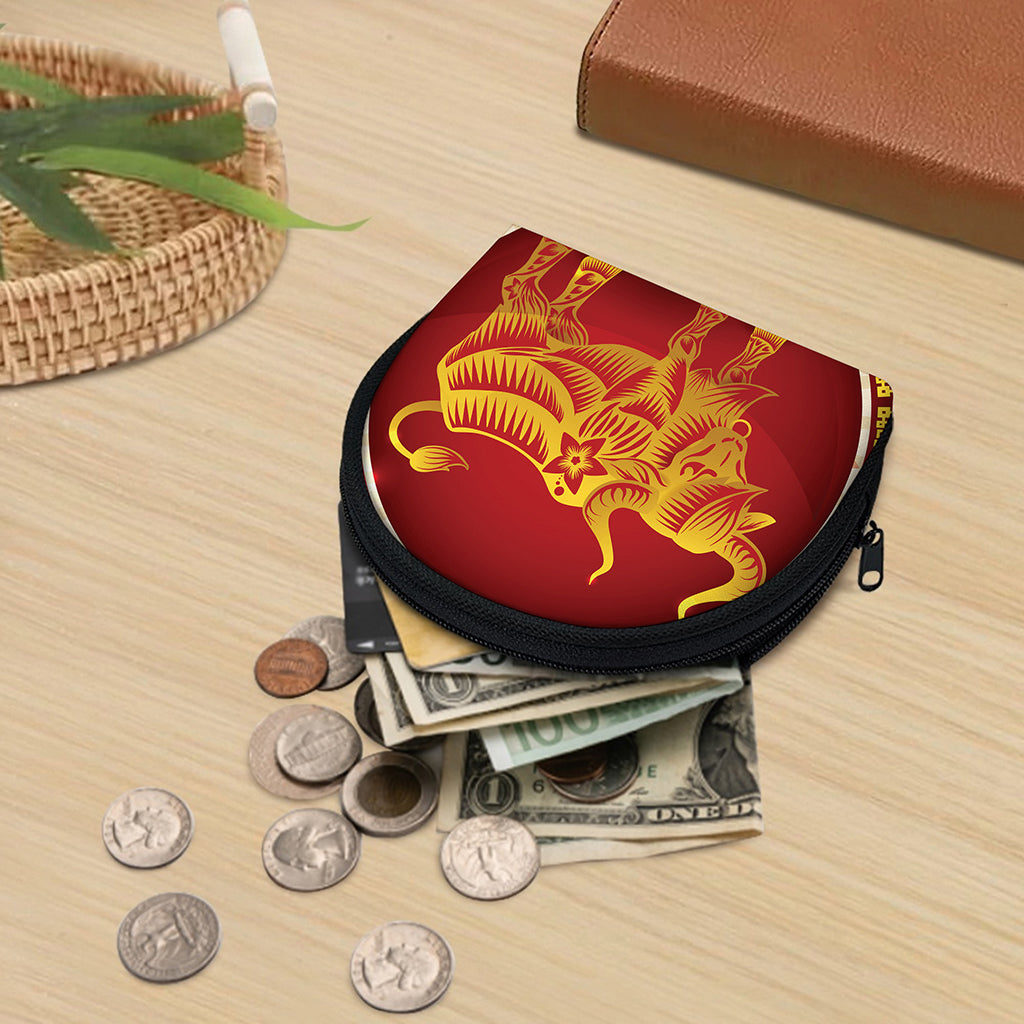 Chinese Ox Zodiac Sign Print Coin Purse