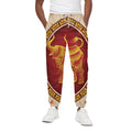 Chinese Ox Zodiac Sign Print Cotton Sweatpants