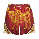Chinese Ox Zodiac Sign Print Cotton Shorts