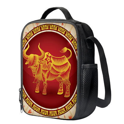Chinese Ox Zodiac Sign Print Crossbody Lunch Bag