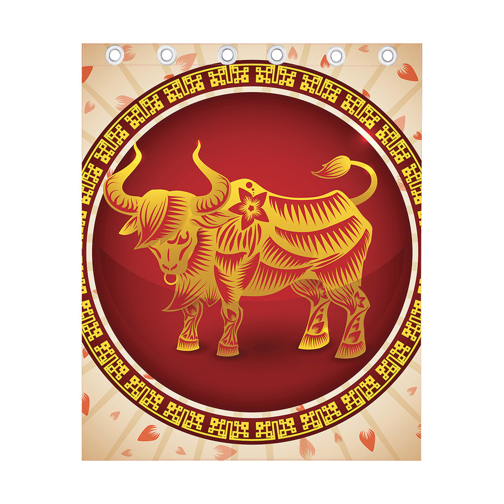 Chinese Ox Zodiac Sign Print Curtain