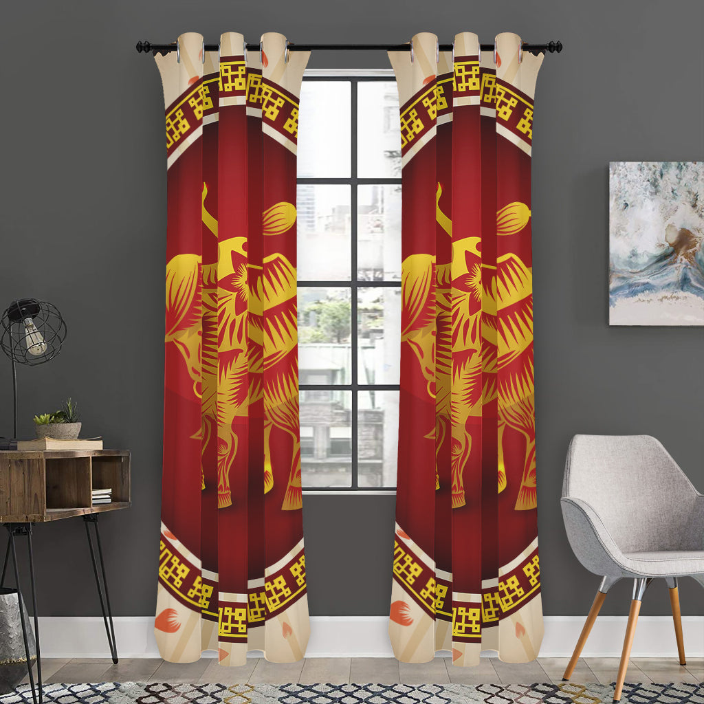 Chinese Ox Zodiac Sign Print Curtain