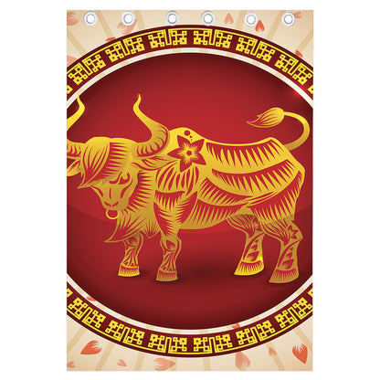 Chinese Ox Zodiac Sign Print Curtain