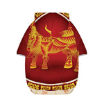 Chinese Ox Zodiac Sign Print Dog Zip Up Hoodie