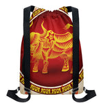 Chinese Ox Zodiac Sign Print Drawstring Backpack