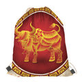 Chinese Ox Zodiac Sign Print Drawstring Bag