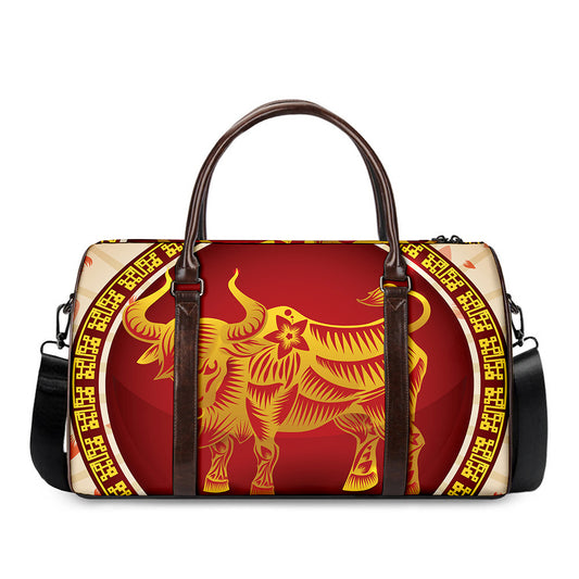 Chinese Ox Zodiac Sign Print Duffle Bag