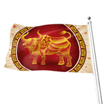 Chinese Ox Zodiac Sign Print Flag