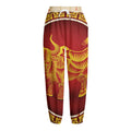 Chinese Ox Zodiac Sign Print Fleece Lined Knit Pants