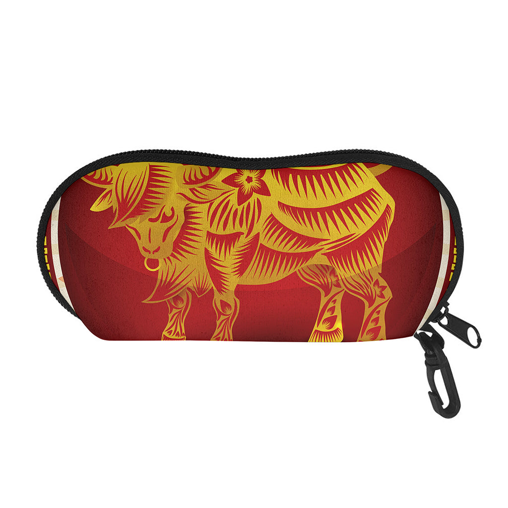 Chinese Ox Zodiac Sign Print Glasses Case