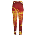 Chinese Ox Zodiac Sign Print High-Waisted Pocket Leggings