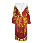 Chinese Ox Zodiac Sign Print Hooded Bathrobe