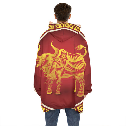 Chinese Ox Zodiac Sign Print Hoodie Blanket