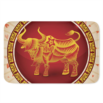 Chinese Ox Zodiac Sign Print Indoor Door Mat