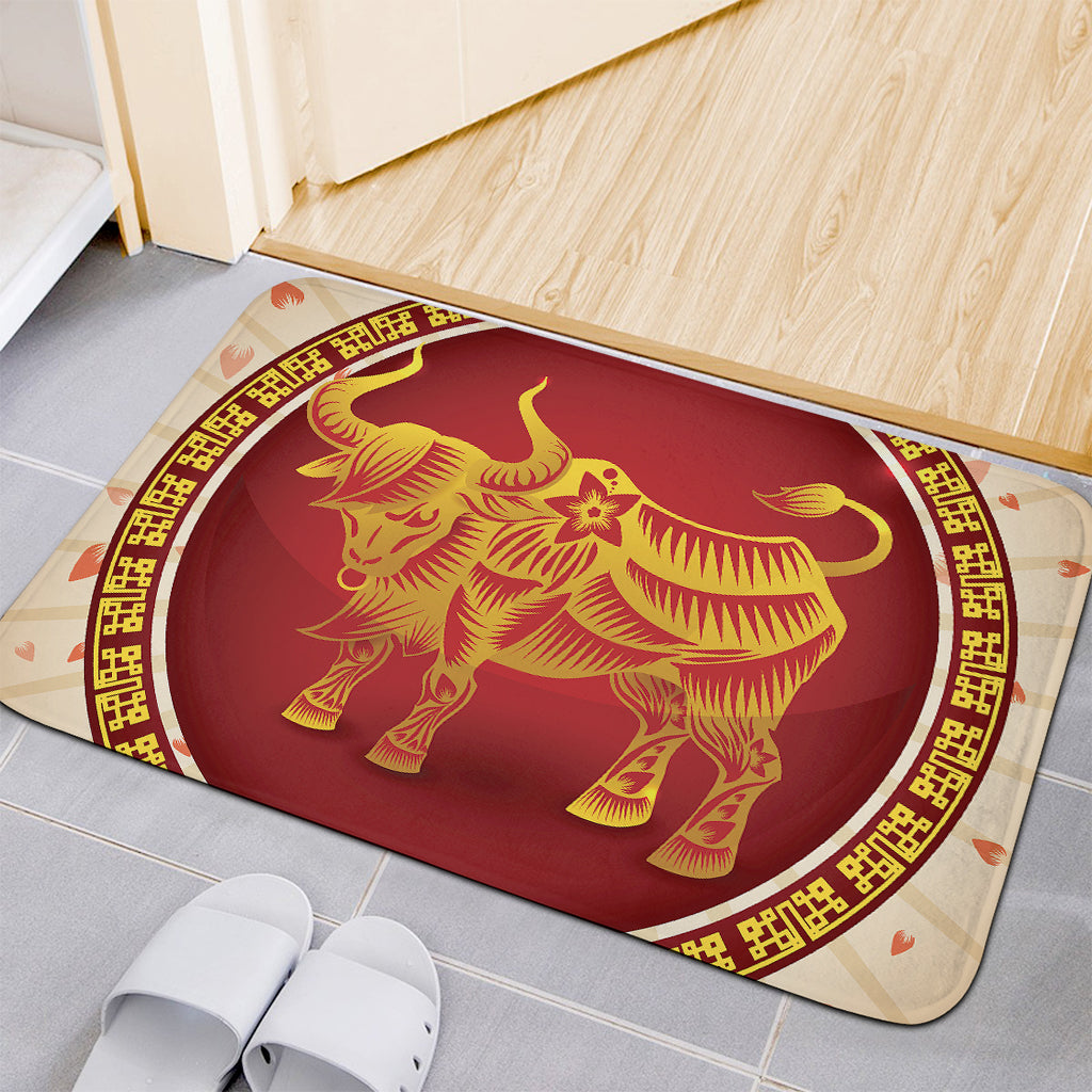 Chinese Ox Zodiac Sign Print Indoor Door Mat