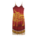 Chinese Ox Zodiac Sign Print Jersey Midi Cami Dress