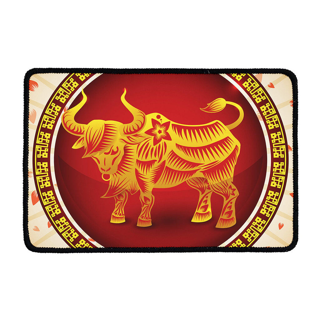 Chinese Ox Zodiac Sign Print Kitchen Mat