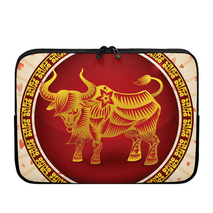 Chinese Ox Zodiac Sign Print Laptop Sleeve