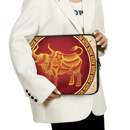 Chinese Ox Zodiac Sign Print Laptop Sleeve