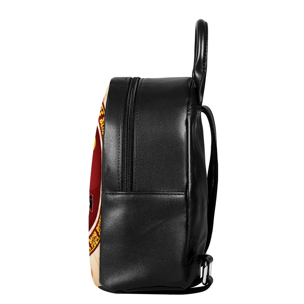 Chinese Ox Zodiac Sign Print Leather Backpack