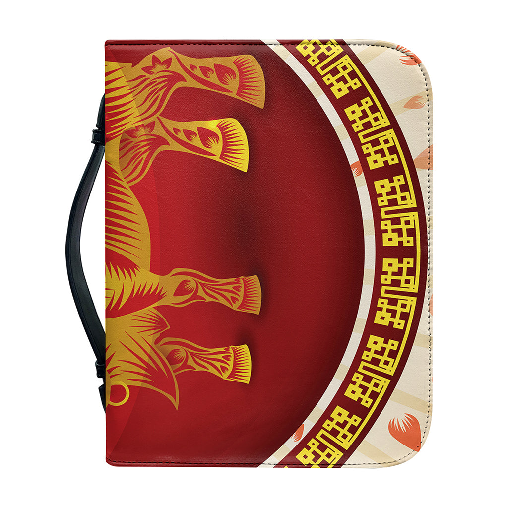 Chinese Ox Zodiac Sign Print Leather Bible Cover