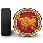 Chinese Ox Zodiac Sign Print Leather Spare Tire Cover