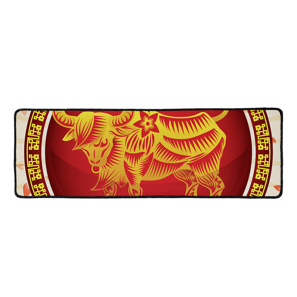 Chinese Ox Zodiac Sign Print Long Kitchen Mat