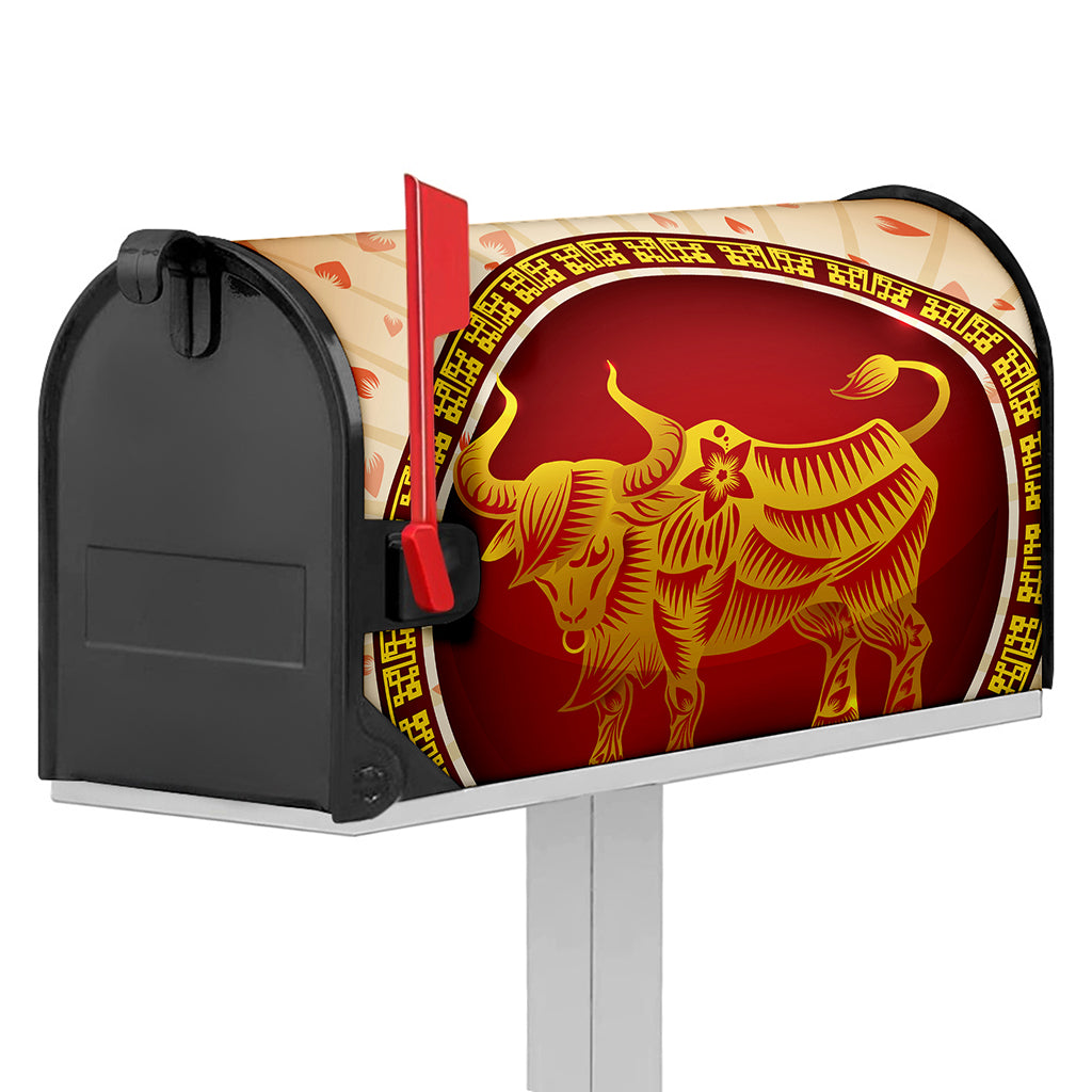 Chinese Ox Zodiac Sign Print Mailbox Cover