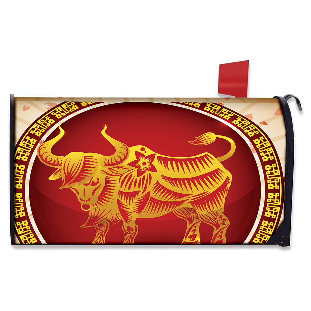 Chinese Ox Zodiac Sign Print Mailbox Cover