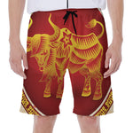 Chinese Ox Zodiac Sign Print Men's Beach Shorts