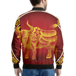 Chinese Ox Zodiac Sign Print Men's Bomber Jacket
