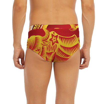 Chinese Ox Zodiac Sign Print Men's Briefs