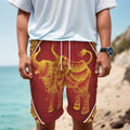 Chinese Ox Zodiac Sign Print Men's Cargo Shorts