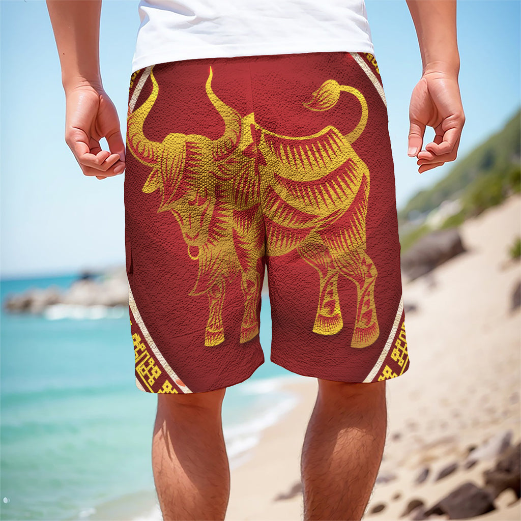 Chinese Ox Zodiac Sign Print Men's Cargo Shorts
