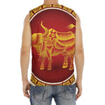 Chinese Ox Zodiac Sign Print Men's Fitness Tank Top