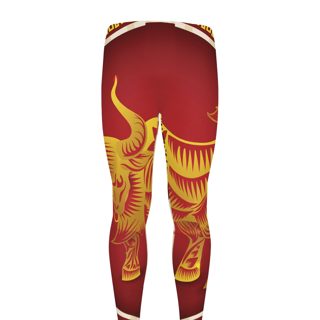 Chinese Ox Zodiac Sign Print Men's leggings