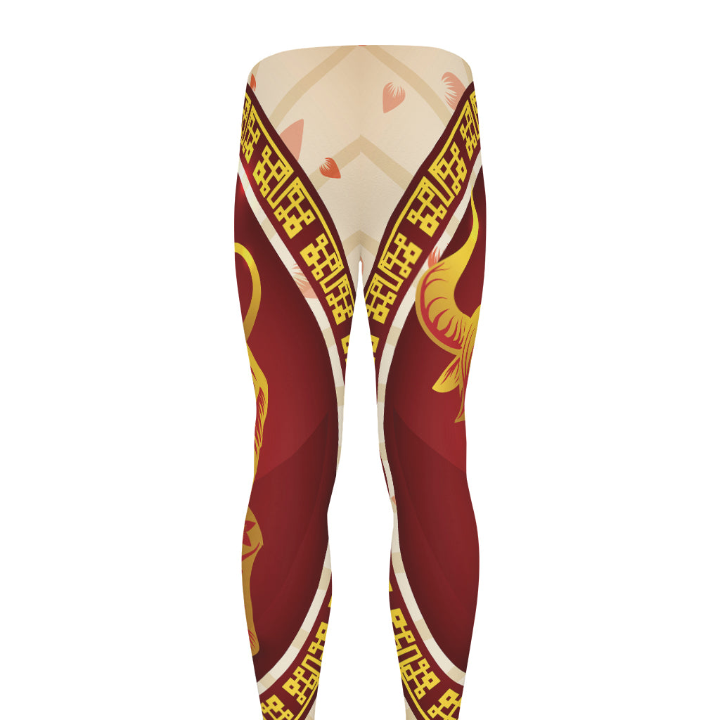 Chinese Ox Zodiac Sign Print Men's leggings