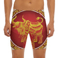 Chinese Ox Zodiac Sign Print Men's Long Boxer Briefs