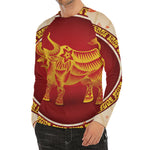 Chinese Ox Zodiac Sign Print Men's Long Sleeve Rash Guard