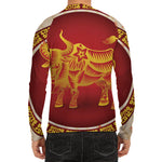 Chinese Ox Zodiac Sign Print Men's Long Sleeve Rash Guard