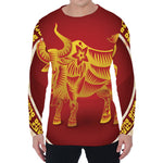 Chinese Ox Zodiac Sign Print Men's Long Sleeve T-Shirt