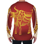Chinese Ox Zodiac Sign Print Men's Long Sleeve T-Shirt