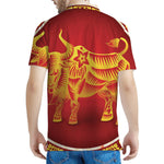 Chinese Ox Zodiac Sign Print Men's Polo Shirt