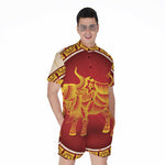 Chinese Ox Zodiac Sign Print Men's Rompers